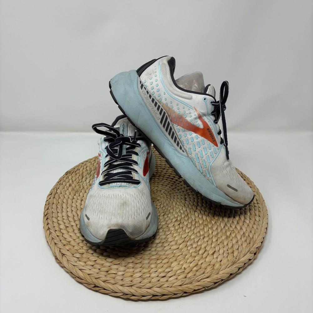 Brooks Adrenaline GTS 21 Women's 7.5 Wide Running Shoes White Orange Blue